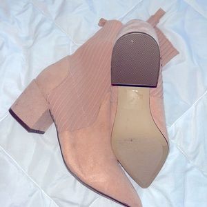 Pink Suede Pointed Toe Sock Booties